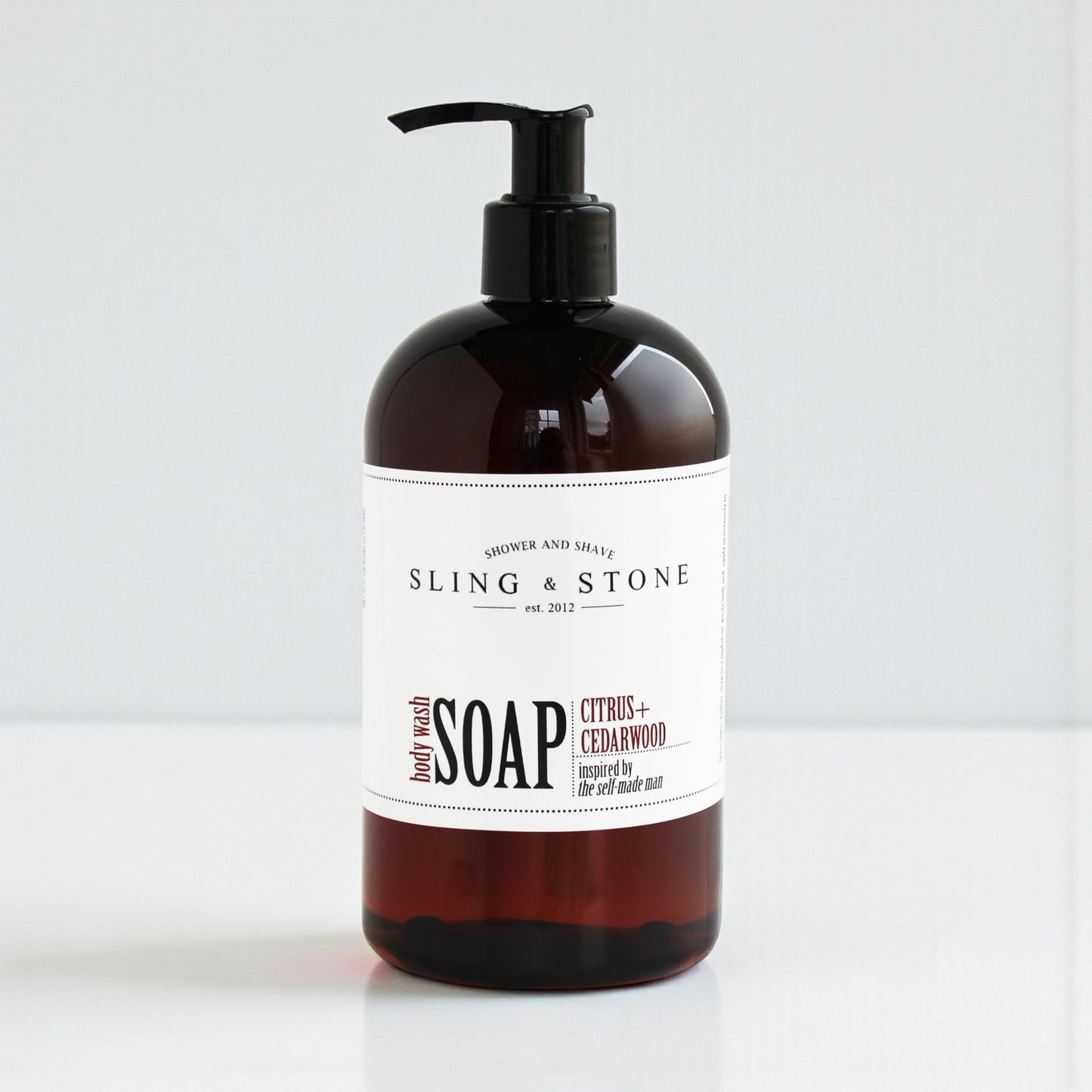 FOR HIM BODY WASH LIQUID SOAP in amber bottle with pump, featuring citrus and cedarwood scent. NEW SCENTS!