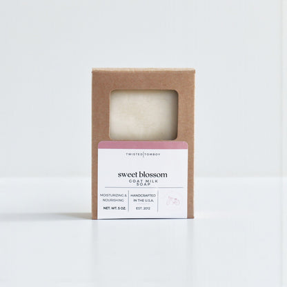 Sweet Blossom bar of soap in a 'Twisted Tomboy' packaging on a white background