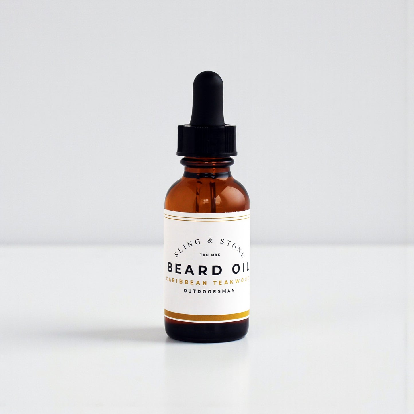 FOR HIM | BEARD OIL | 5-OIL BLEND in amber glass bottle, featuring Caribbean Teakwood scent.