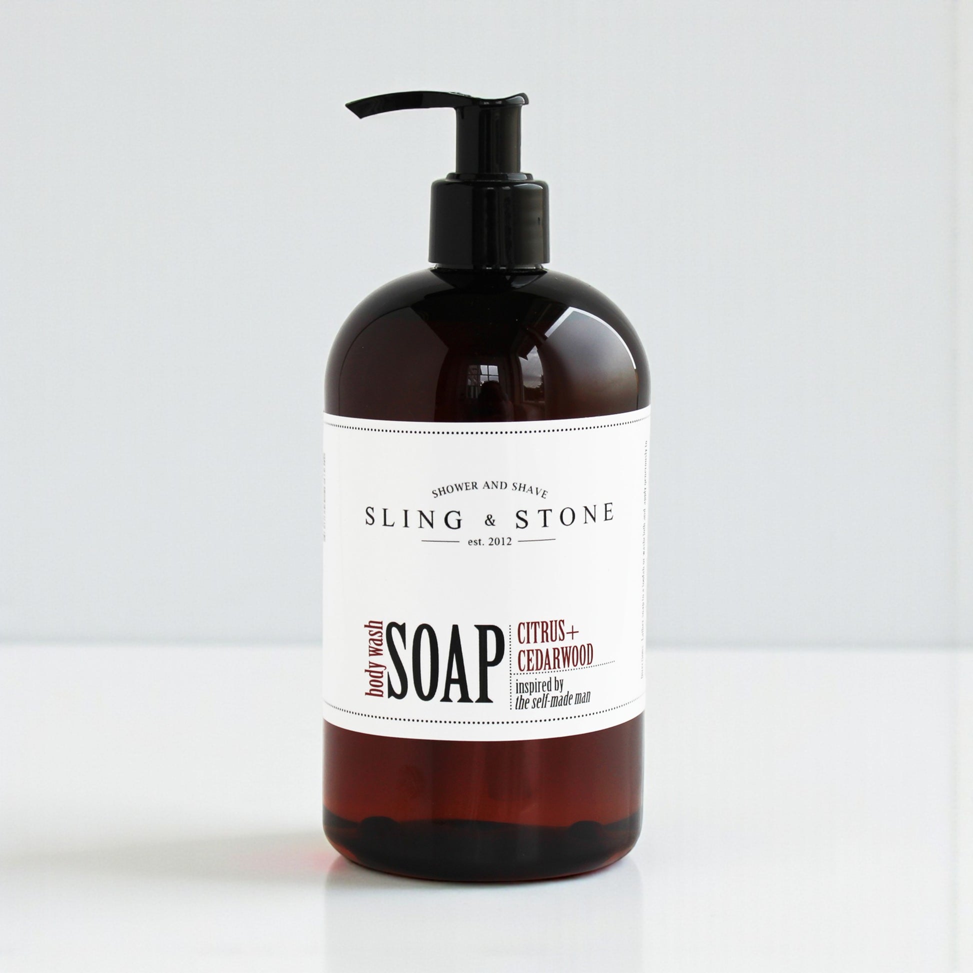 FOR HIM BODY WASH LIQUID SOAP in amber bottle with pump, featuring citrus and cedarwood scent. NEW SCENTS!