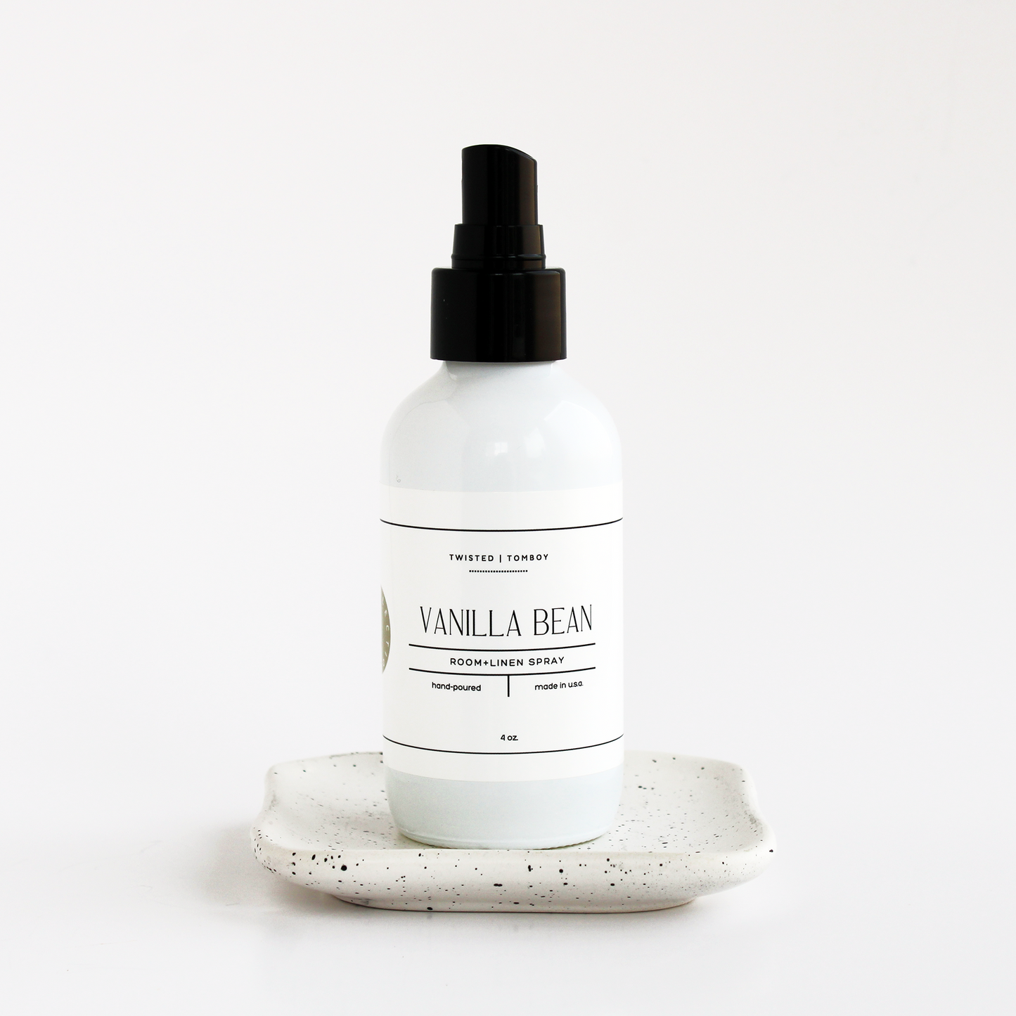 Vanilla Bean room spray bottle on a white background