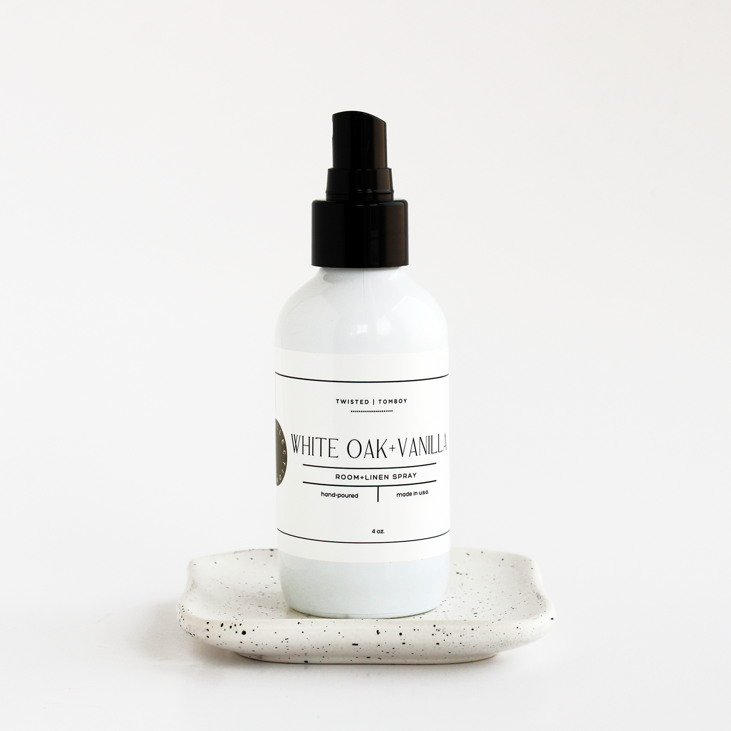 White bottle Fraswer Fir bottle w/black spray nozzle on a white background