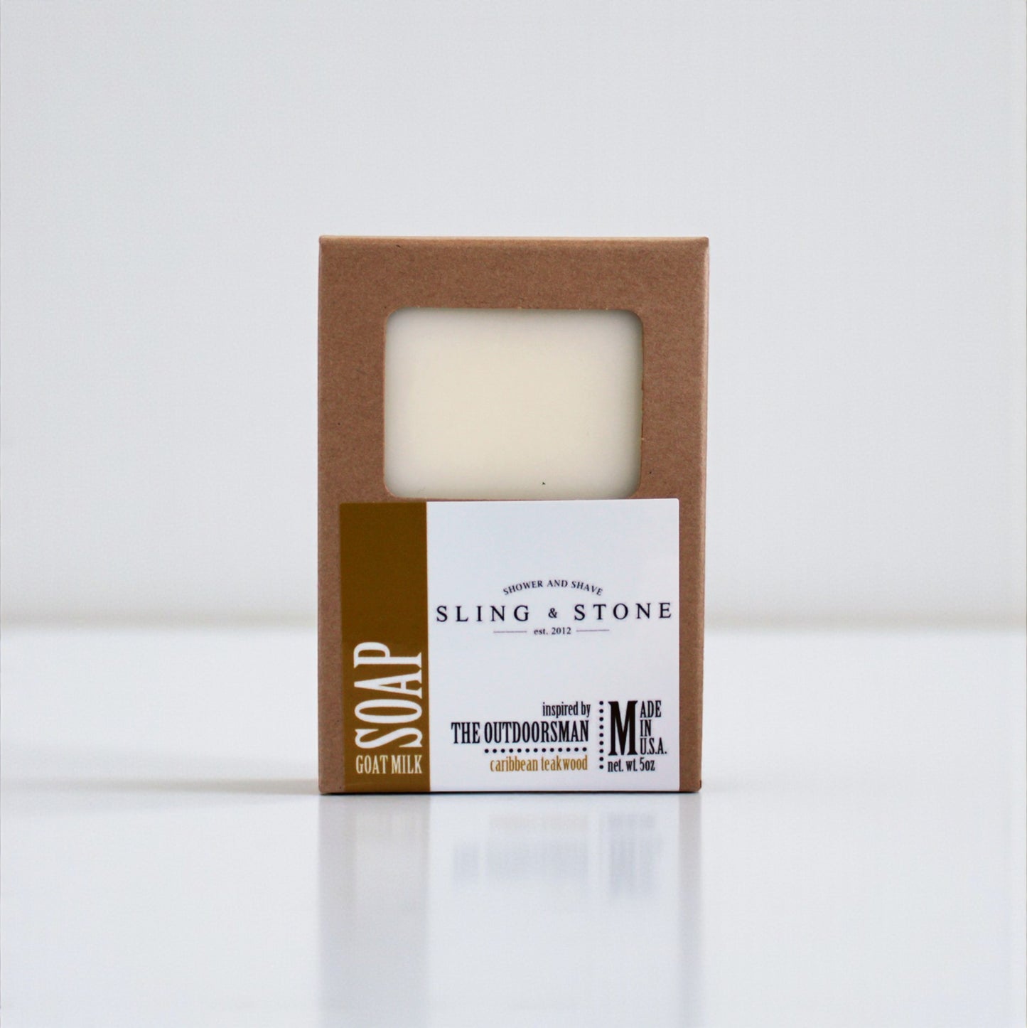 FOR HIM | HAND CRAFTED GOAT MILK BAR SOAP in a brown box with a clear window, featuring new scents.