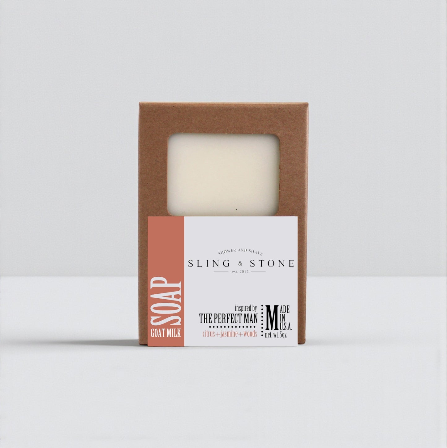 FOR HIM | HAND CRAFTED GOAT MILK BAR SOAP in a simple brown box with a white label and earthy design.