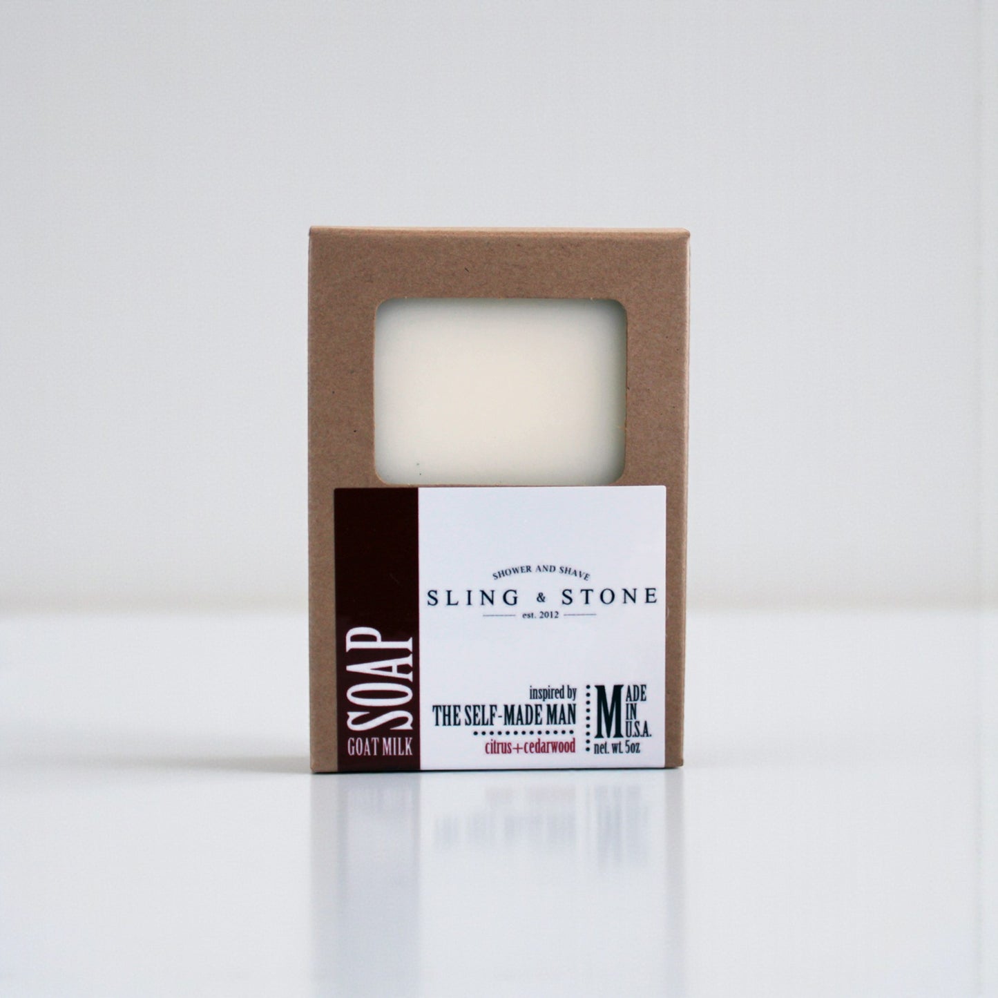 FOR HIM | HAND CRAFTED GOAT MILK BAR SOAP in a simple brown box, featuring new scents inspired by citrus and cedarwood.