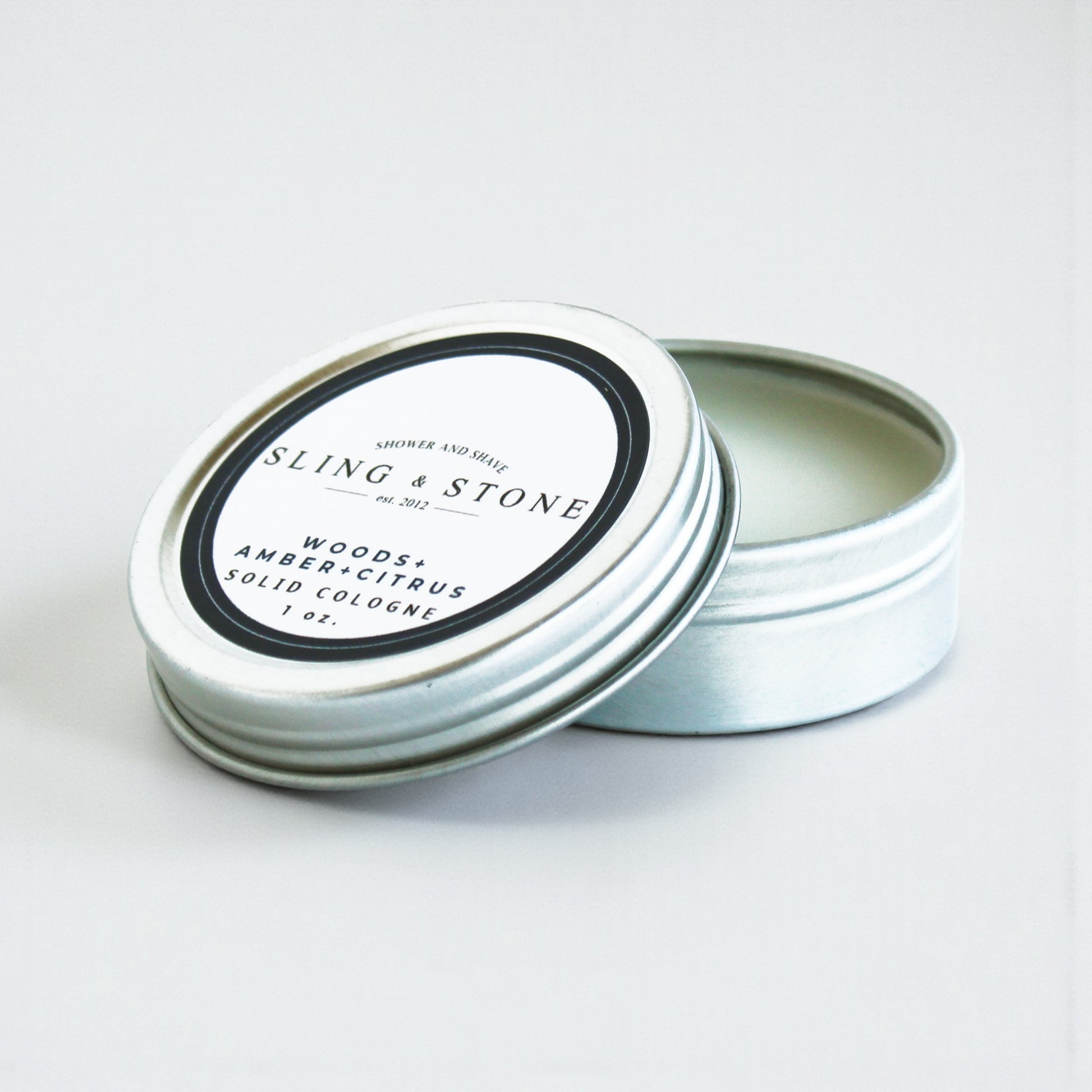 Solid Cologne w/top off Woods+Amber+Citrus